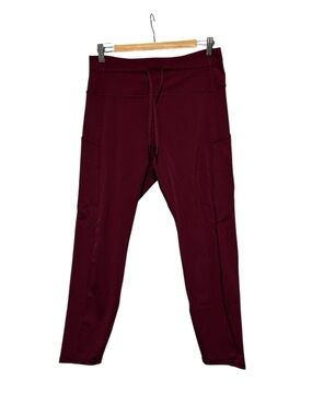 ZYIA Deep Burgundy Active Leggings with Pockets Sz 14-16
